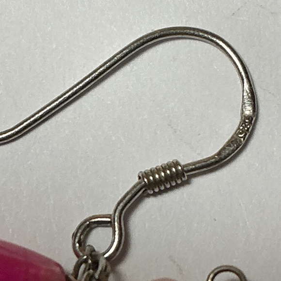 Sterling Silver Dangle Earrings with Multi gemstones. 2 inches long - Picture 5 of 5